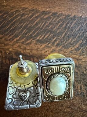 Brighton Iridescent White Stone Silver-Tone Gold Tone Earrings